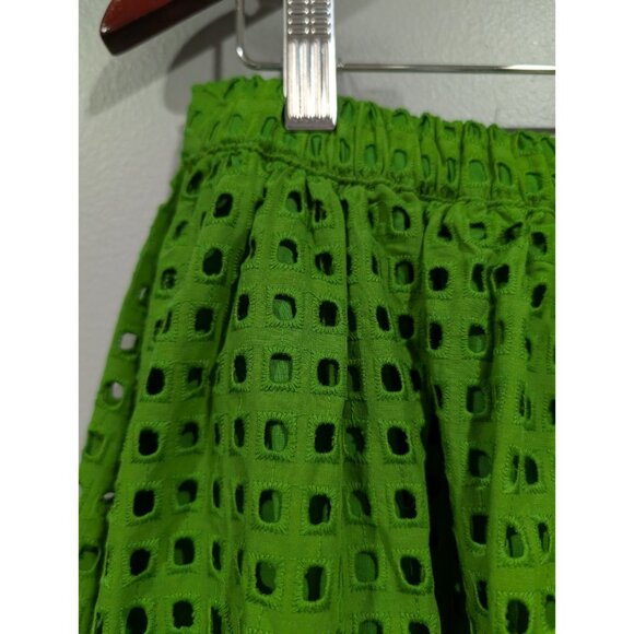 Kate Spade New York X Target Green Eyelet Volume Midi Skirt Side Pockets Size M - Picture 13 of 14